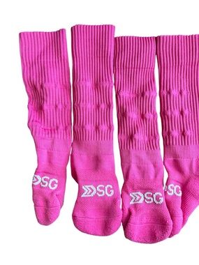 DSG Hot Pink Ribbed Crew soccer Athletic Socks - kids kindergarten - 1st grade